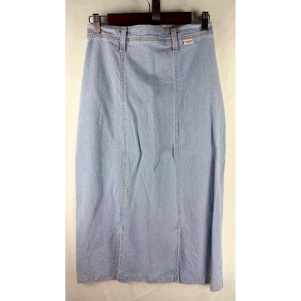Levi Strauss Signature Womens Light Wash Denim Midi Skirt Blue Size S Seamed - Picture 6 of 8
